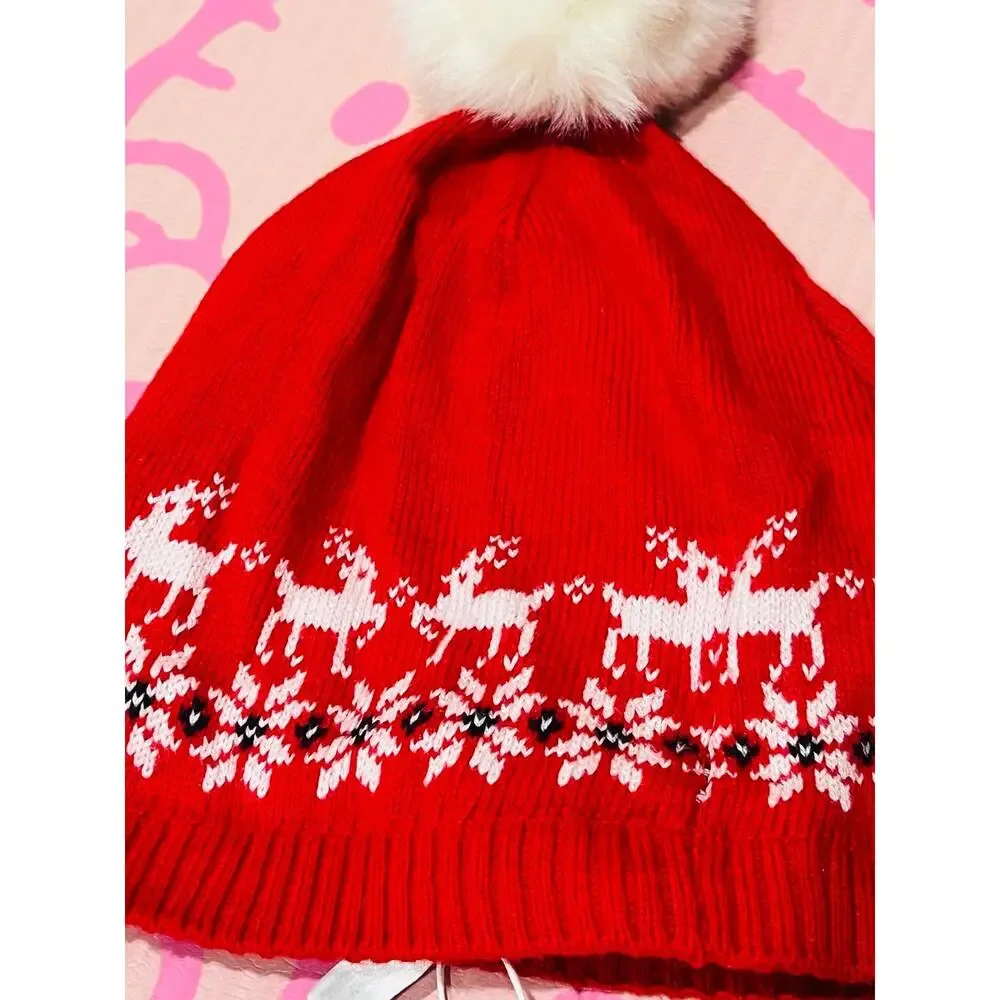 NWT❤️Janie and Jack Reindeer Fair Pom Beanie sz6/8